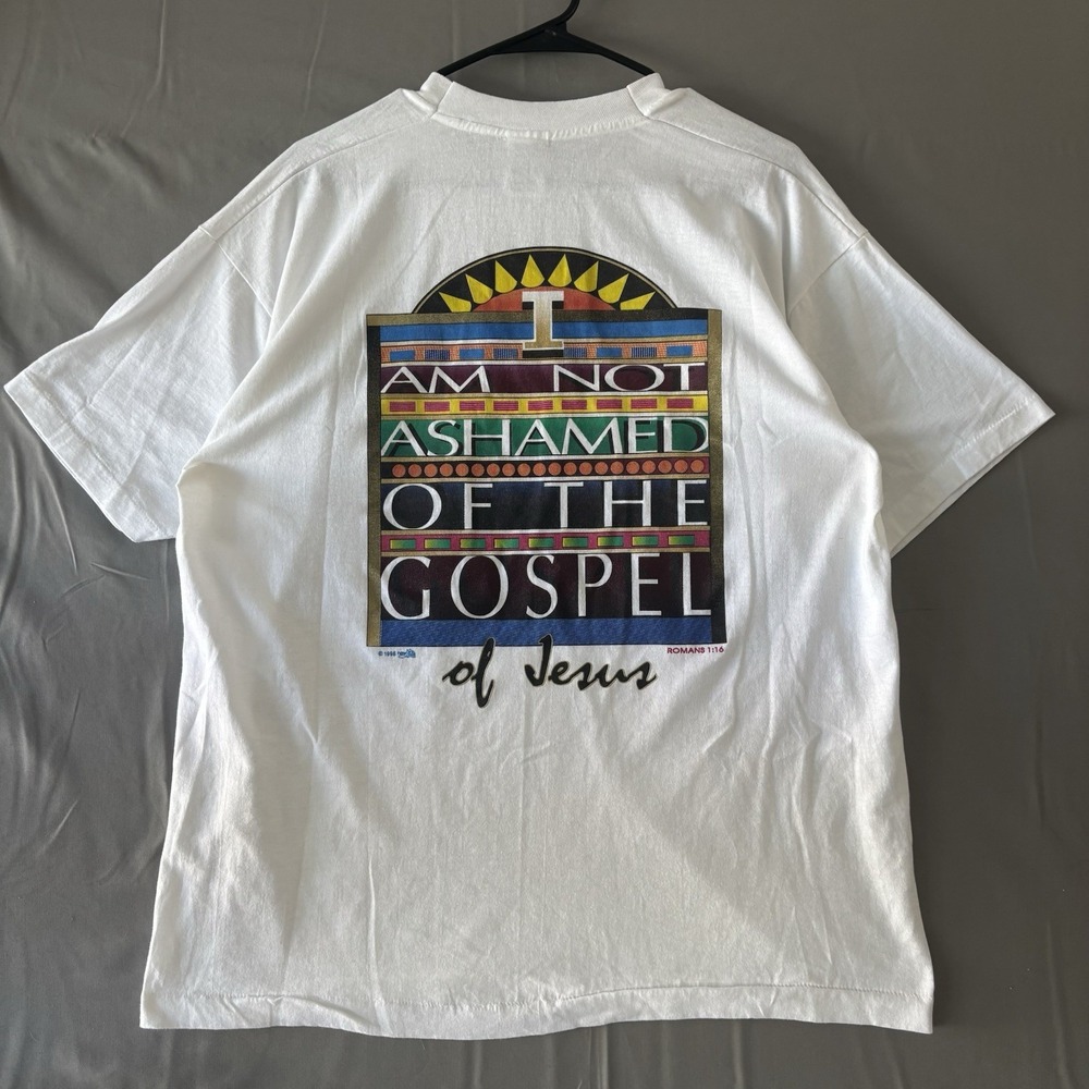 Vintage 1993 New Life Unashamed Of The Gospel Jesus Tee XL Assembly Of God